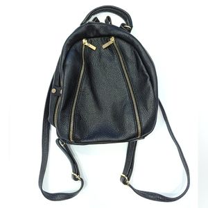Black and Gold Leather Mini Backpack
